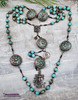 Mother Mary Lamb of God Angel Sacred Heart Turquoise Red Coral Bronze Ornate Heirloom Large Wall Rosary Protection Stress