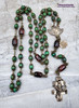 Joan of Arc Michael Green Turquoise Red Tiger Eye Bronze Antique Style Rosary Danger Injuries Protection Prosperity