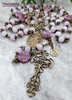 Mother Mary Sacred Heart Miraculous Roses Pink Lavender Calcedony Lepidolite Bronze Antique style Ornate Rosary Love Happiness