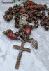 Blessed Virgin Mary St Therese Bronze Red Tiger Eye Jasper Antique Style Ornate Rosary protection stress prosperity