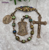Sacred Heart of Jesus Mother Mary Lourdes Chrysocolla Ornate Bronze Chaplet