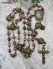 Blessed Virgin Mary Filigree Hearts Unconditional Love Rhodonite Ornate Rosary bronze tone