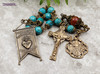 Sacred Heart Miraculous Mary Joseph Christopher Turquoise Carnelian Bronze Chaplet