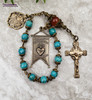 Sacred Heart Miraculous Mary Joseph Christopher Turquoise Carnelian Bronze Chaplet