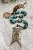 Sacred Heart Miraculous Mary Joseph Christopher Turquoise Carnelian Bronze Chaplet