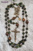 St Joseph Sacred Heart of Jesus Green Jasper Bronze Vintage Style Mens Rosary
