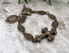 Our Lady of Lourdes Solid Bronze Antique Style Ornate Women's Bracelet