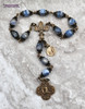 Archangel Raphael Lourdes Therese Blue Agate Bronze Antique Style Chaplet