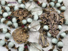 Mary Queen of Heaven with Snake Sacred Heart of Jesus Green Moonstone Bronze Ornate Rosary