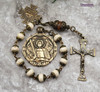 Archangel Michael St Benedict White Howlite Red Jasper Antique Style Chaplet