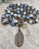 Holy Sacraments Blood of Jesus Holy Trinity Blue Agate Bronze Chaplet