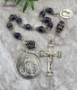 Mary with Snake at her feet Lourdes Sacred Heart Sapphire Ruby Sterling plated Ornate Chaplet