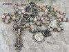 Miraculous Mary Jesus Embrace Holy Communion Aquamarine Morganite Rose Quartz Sterling silver Antique style Ornate Rosary