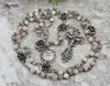 Miraculous Mary Jesus Embrace Holy Communion Aquamarine Morganite Rose Quartz Sterling silver Antique style Ornate Rosary