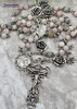 Miraculous Mary Jesus Embrace Holy Communion Aquamarine Morganite Rose Quartz Sterling silver Antique style Ornate Rosary
