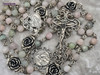 Miraculous Mary Jesus Embrace Holy Communion Aquamarine Morganite Rose Quartz Sterling silver Antique style Ornate Rosary