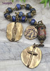 Virgin Mary Guardian Angel Red Jasper Lapis Lazuli Bronze Mens Chaplet