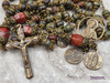 Archangel Raphael Michael Mary Jesus Bronze Bloodstone Antique Style Rosary