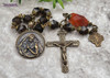 Mary Mother of God Carnelian Smoky Quartz  Vintage Bronze Large Chaplet