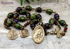 St Peregrine Lourdes Archangel Raphael Amethyst Jade Vintage Bronze Chaplet