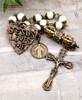 Jesus Loves Me Heart White Blue Turquoise Vintage Bronze Antique Style Chaplet