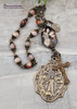 Mary Queen of Heaven Flower Agate Vintage Bronze Antique Style Ornate Large Chaplet