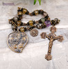 Tween Hears Mary Jesus Fluorite Amethyst Vintage Bronze Ornate Chaplet