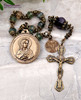 Immaculate Heart of Mary Fluorite Amethyst Vintage Bronze Ornate Chaplet