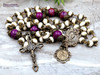 Holy Communion Sacraments White Howlite Jasper Vintage Bronze Rosary