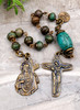 Jesus Carrying the Cross Mary at the Cross Turquoise Jasper Bronze Chaplet