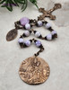 Crowned Mary Angels Immaculate Conception Lepidolite Vintage Bronze Ornate Large Chaplet