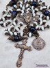 Virgin Mary Sacred Heart of Jesus White Pearl Shell Vintage Bronze Ornate Rosary