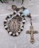 Miraculous Mary Immaculate Heart Morganite Moonstone Aquamarine Ornate Bronze Chaplet