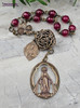 Miraculous Mary Sacred Heart of Jesus Pompeii Red Agate Bronze Antique Style Chaplet