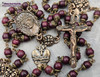 Ecce Homo Face of Jesus Crown of Thorns Sacred Heart Wooden Vintage Bronze Rosary