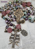 Lady of Guadalupe Caravaca Fluorite Quartz Bronze Ornate Antique Style Rosary