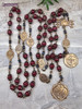 Seven Sorrows Seven Dolores Devotional Red Jade Bronze Chaplet