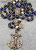 Stella Maris Anchor Crucifix Michael Nautical Blue Tiger Eye Vintage Bronze Rosary