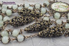 Our Lady of Lourdes Light Green Jade Flowers Bronze tone Ornate Rosary