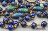 Lady of Carmel Sacred Heart Lapis Chrysocolla Antique Style Vintage Bronze Rosary