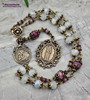 St Anne Anthony White Moonstone Pink Ruby Vintage Bronze Ornate Chaplet