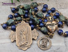 Archangel Michael Christopher Sacred Heart Vintage Bronze Lapis Lazuli Jasper Chaplet