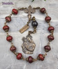 Saint Anthony Devotional Red Jasper Bronze Antique Style Chaplet