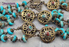 Virgin Mary Sacred Heart Blue Jasper Turquoise Heirloom Ornate Vintage Bronze Rosary