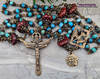 Holy Spirit Holy Trinity Blue Opal Red Jasper Vintage Bronze Rosary
