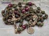 Mother Mary Holy Birth of Jesus Christmas Green Jade Vintage Bronze Rosary
