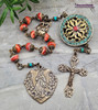 Assumption of Mary Immaculate Heart Lilies Spiny Oyster Turquoise Vintage Bronze Ornate Chaplet