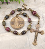 Lady of Peace Lourdes Green Red Jade Vintage Bronze Chaplet