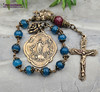 Immaculate Mary Heart Angels Blue Jade Vintage Bronze Ornate Chaplet