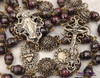 Miraculous Mary Lourdes Sacred Heart Holy Spirit Garnet Vintage Bronze Ornate Rosary